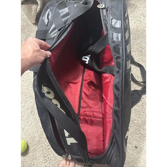 Wilson BLX Tour Super Six Pro Tour Tennis Racket Bag Backpack Black - Picture 9 of 12